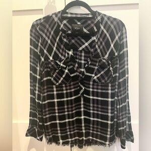Rails Women's Black plaid half button top
